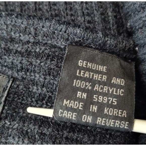 First Class Commando Wool Blend Mens Sweater Sz M Shawl Neck Pockets Black White - Picture 7 of 15